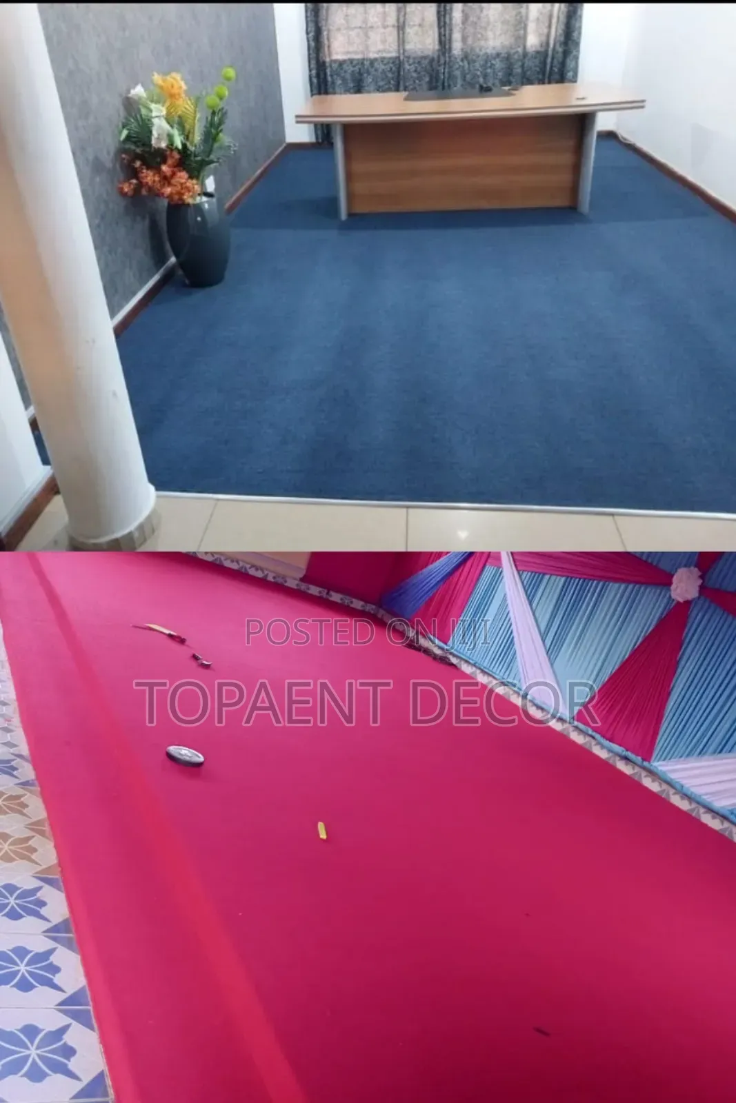 Blue and Red Soft Steps. Warm Sorounding Delta Wall to Wall Carpets