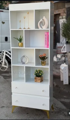 White Bookshelf With Drawers