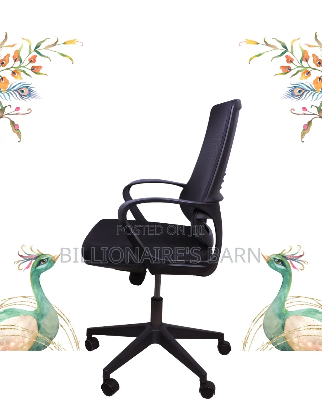 Imported Black Ergonomic Mesh Office Chair | Nylon Castors