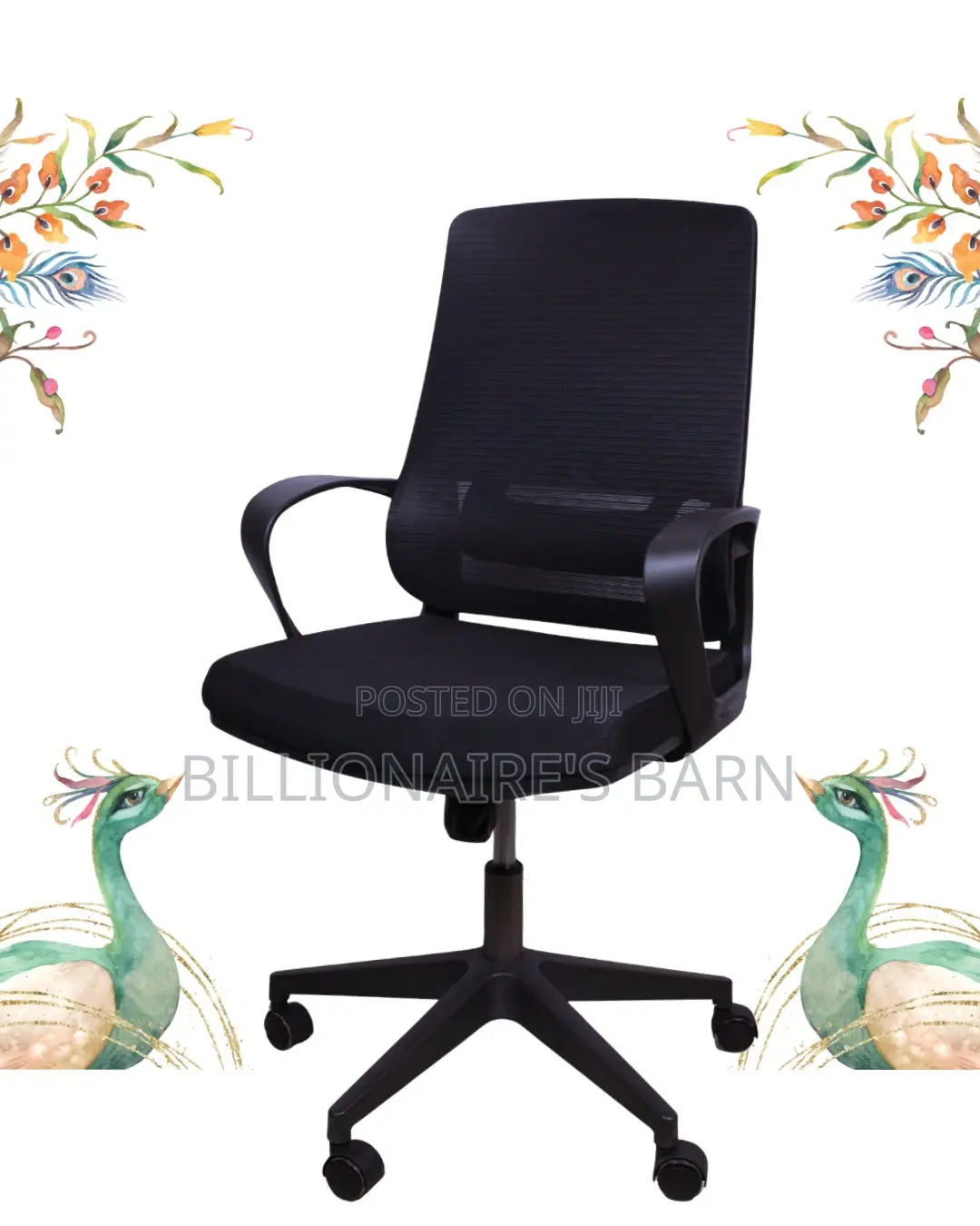 Imported Black Ergonomic Mesh Office Chair | Nylon Castors