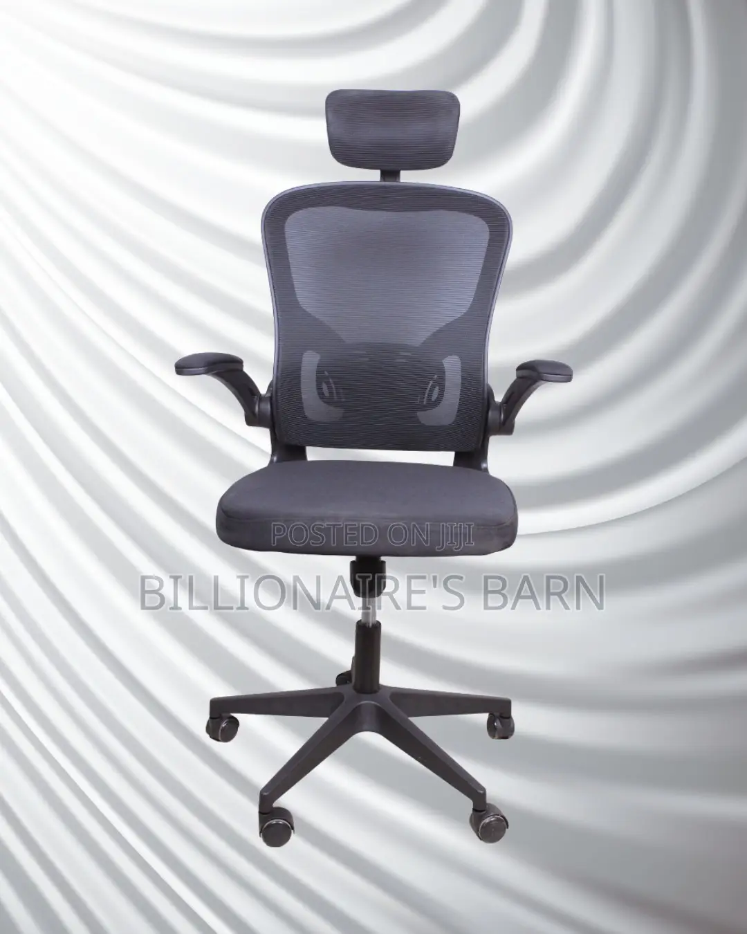 Orthopedic Grey Ergonomic Office Chair | Padded Armrests