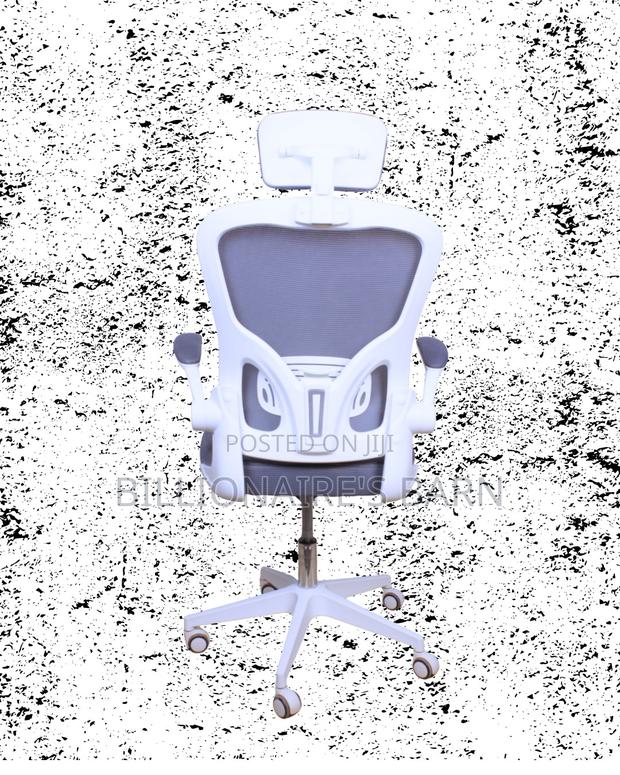 High-Back White Ergonomic Office Chair — Easy to Clean - thumbnail 2