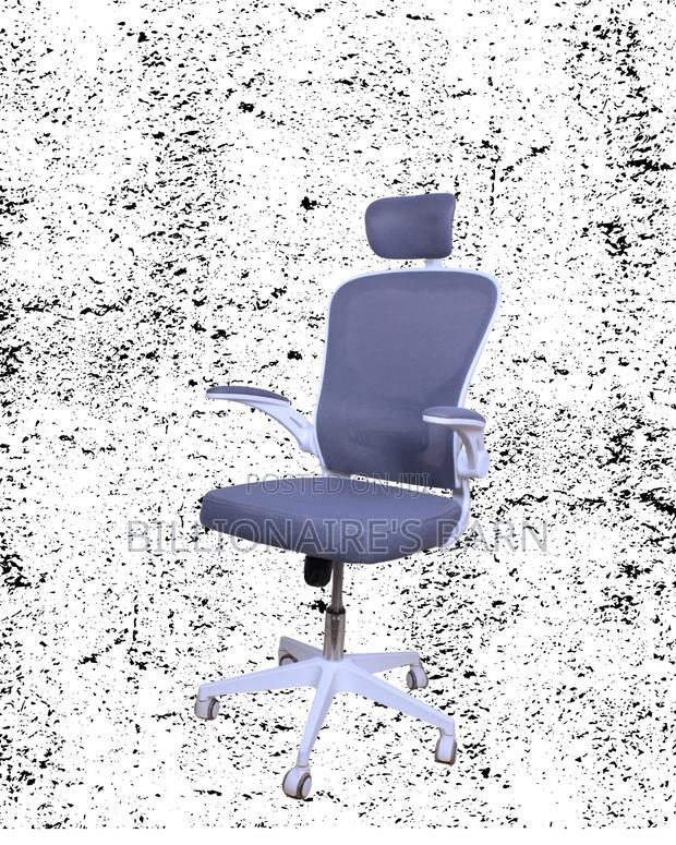 High-Back White Ergonomic Office Chair — Easy to Clean - thumbnail 3