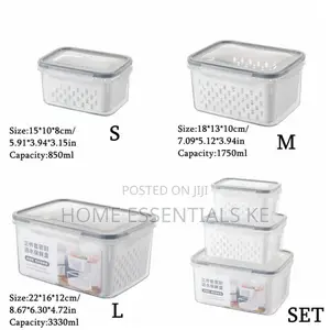Fridge Storage Containers 3pcs Set-850ml/1750ml/3300ml