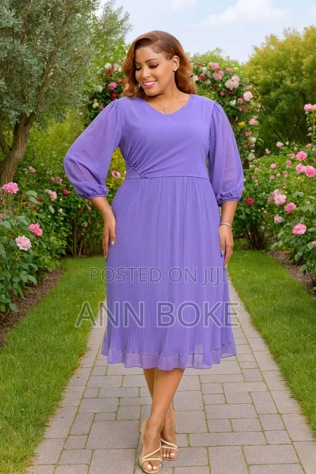 Chiffon Pleated Dress Size *38-46(44-52)