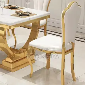 Home Dining Set; 6-Seater Dining Chairs With Rectangular Marble Table