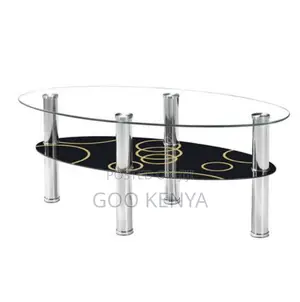 Home Coffee Table; Oval Glass Coffee Table