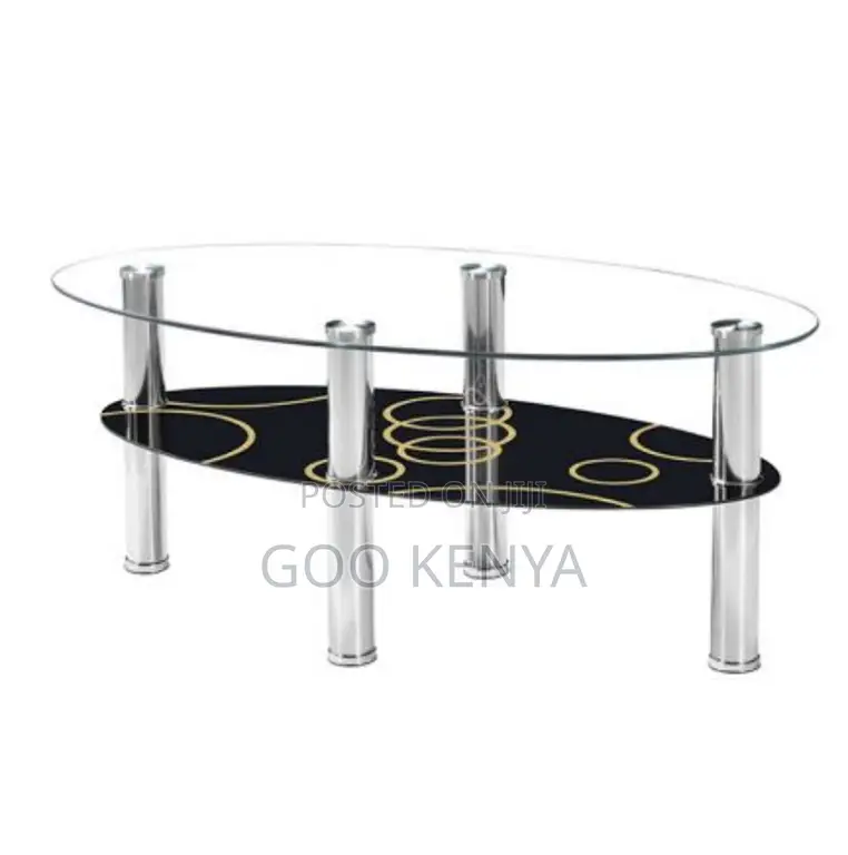 Home Coffee Table; Oval Glass Coffee Table