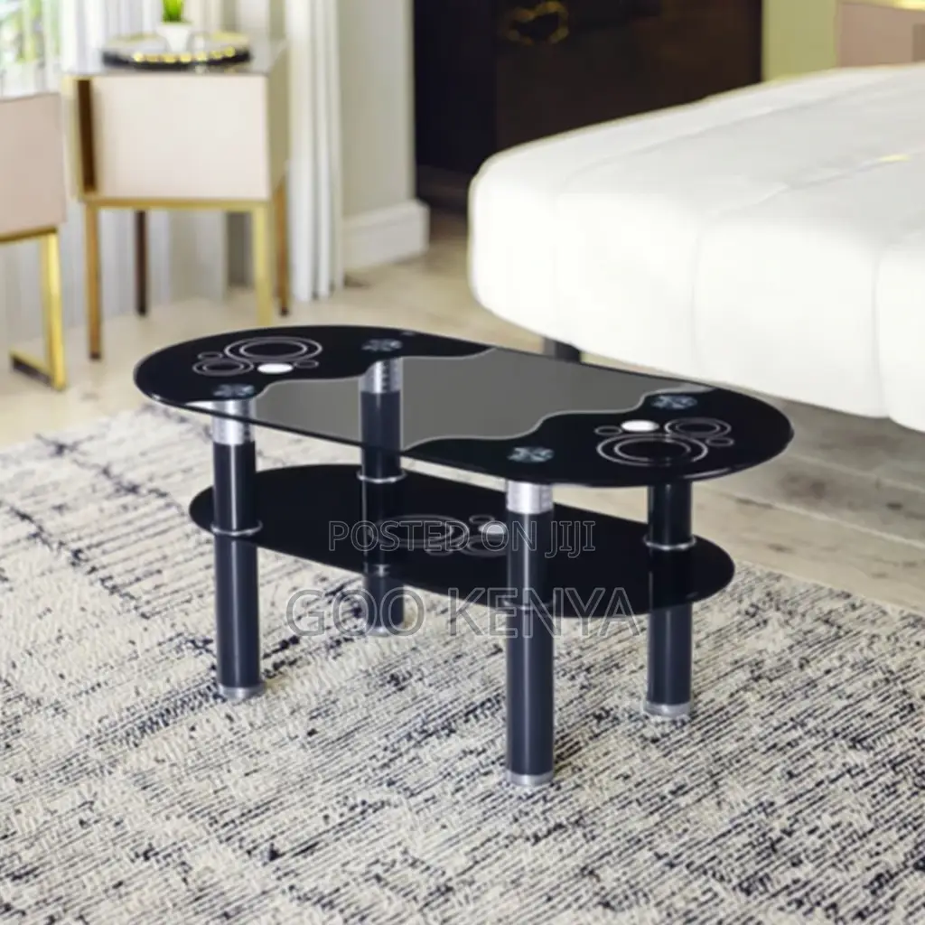 Home Coffee Table; Oval Glass Coffee Table