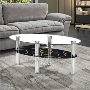 Home Coffee Table; Oval Glass Coffee Table