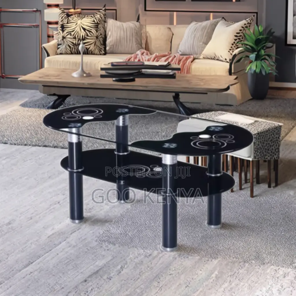 Home Coffee Table; Oval Glass Coffee Table