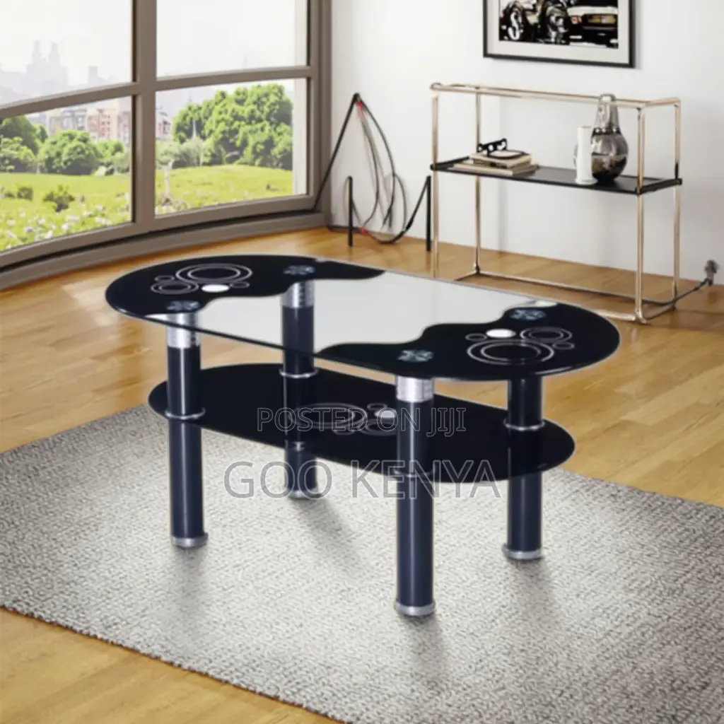 Home Coffee Table; Oval Glass Coffee Table