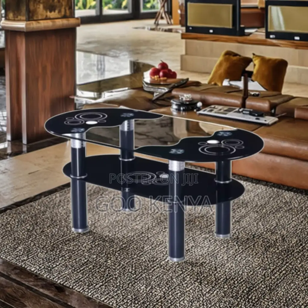 Home Coffee Table; Oval Glass Coffee Table