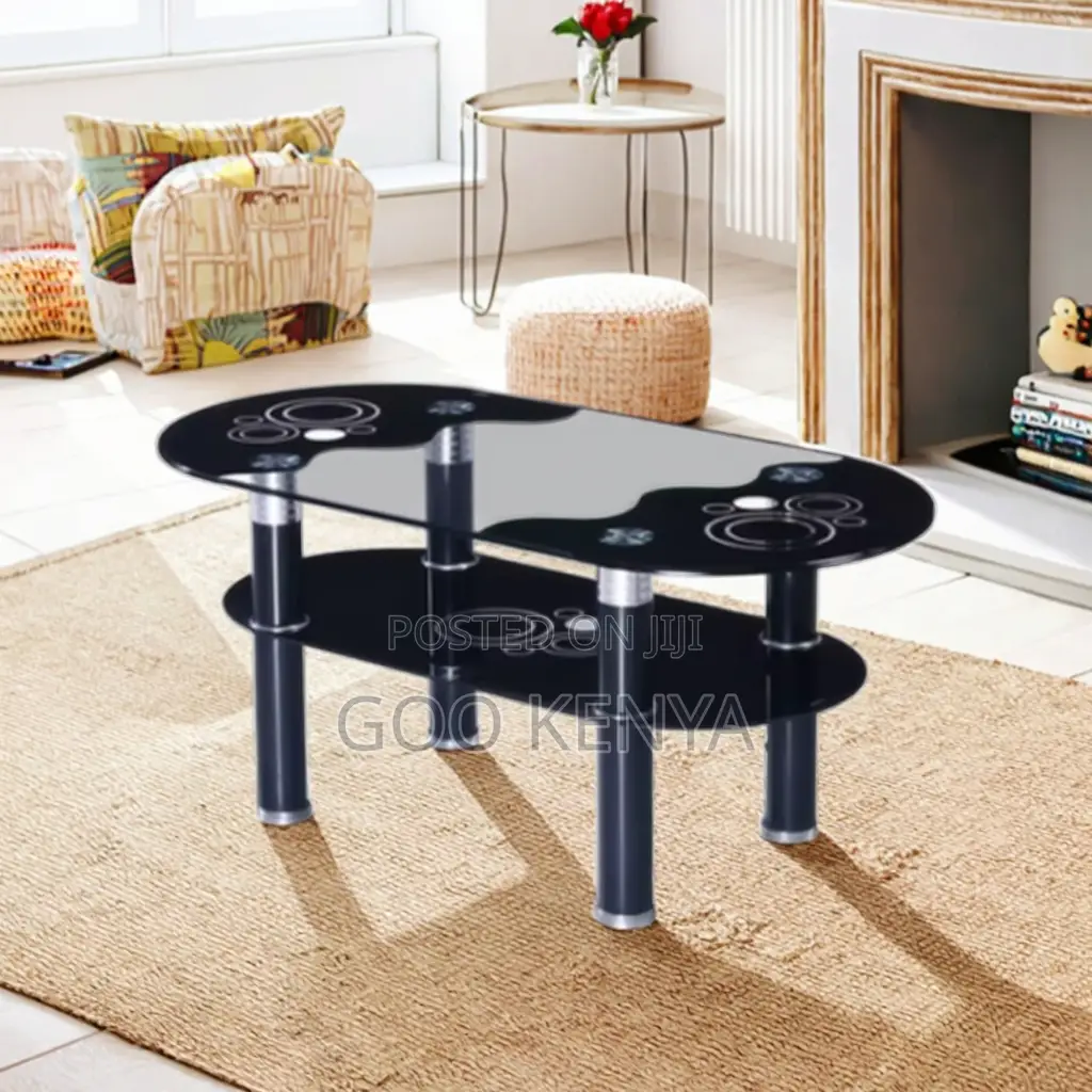 Home Coffee Table; Oval Glass Coffee Table