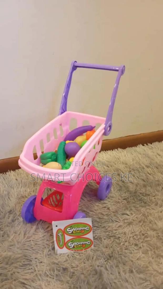 *Kids Kitchen Play House Shopping Supermarket Cart With Fruits