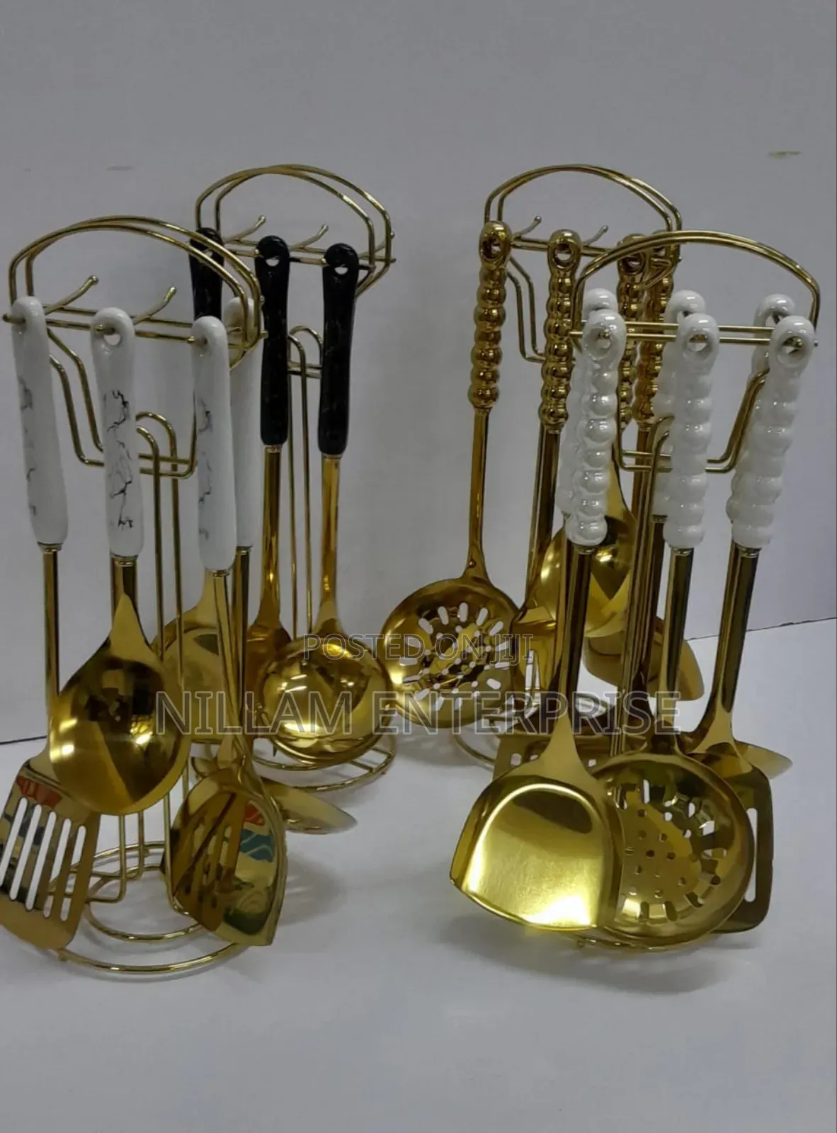 6 in 1 Gold Vanished Serving Spoon Set With Stand