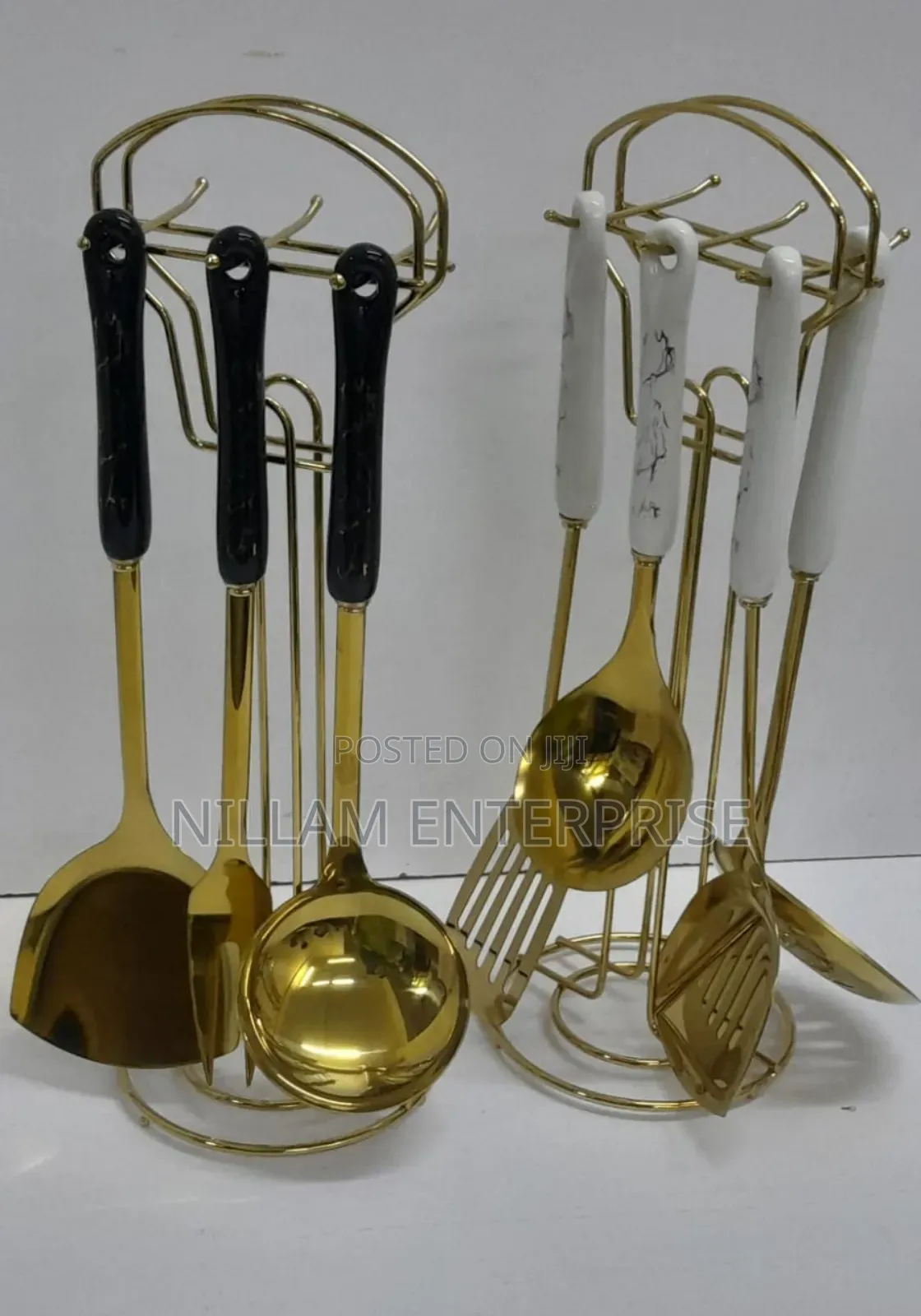 6 in 1 Gold Vanished Serving Spoon Set With Stand