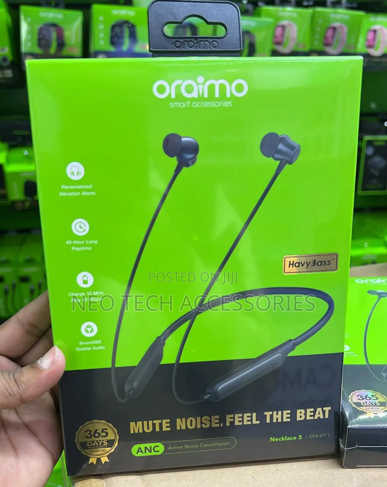 New Oraimo Necklace 5(Oeb-611) Wireless Earphones - With Anc.