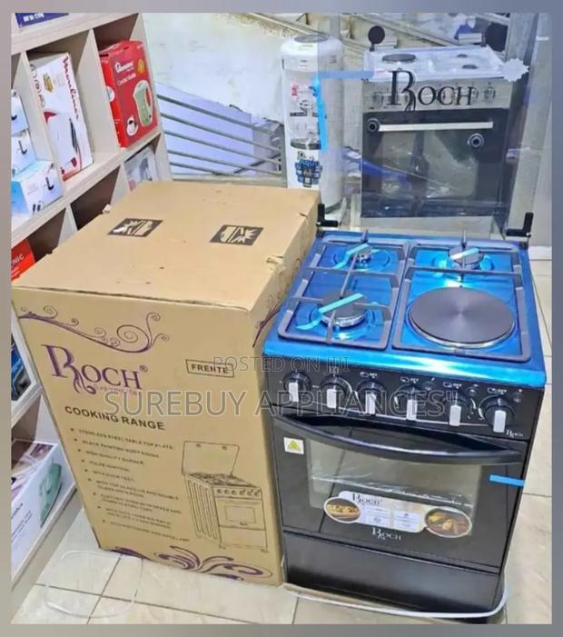 Roch 60×60, 3 Gas 1 Electric Plate Cooker-Black