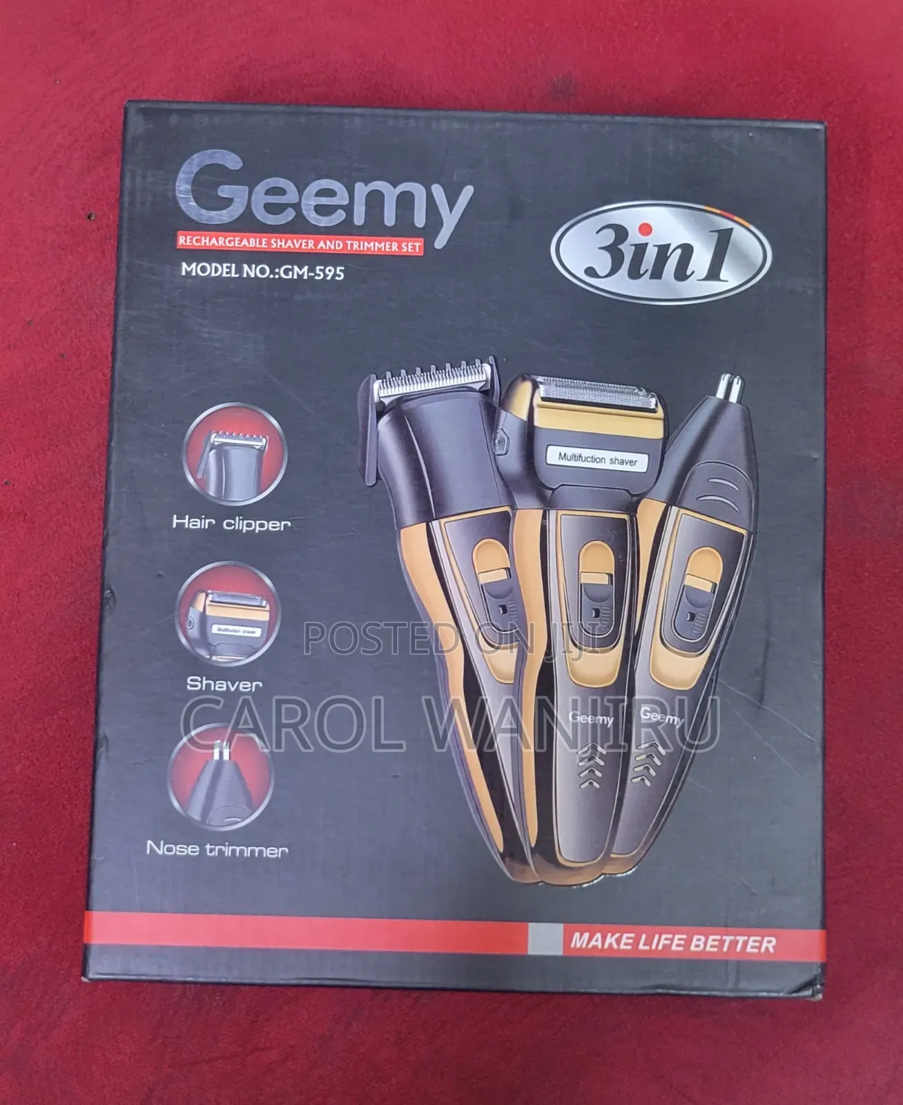 3in1 High Quality Geemy Rechargeable Shaver and Trimming Set
