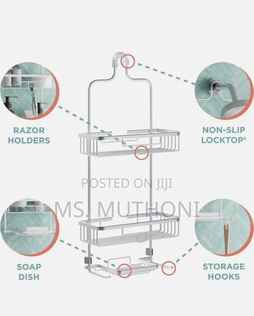 Rust Resistant Finish Aluminium 3 Tier Shower Caddy