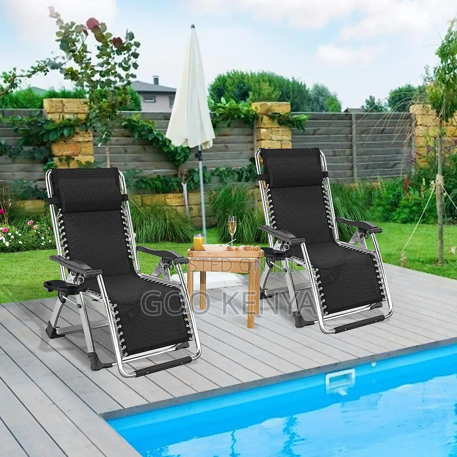 Outdoor Chair; Modern Reclining Zero Gravity Folding Chair