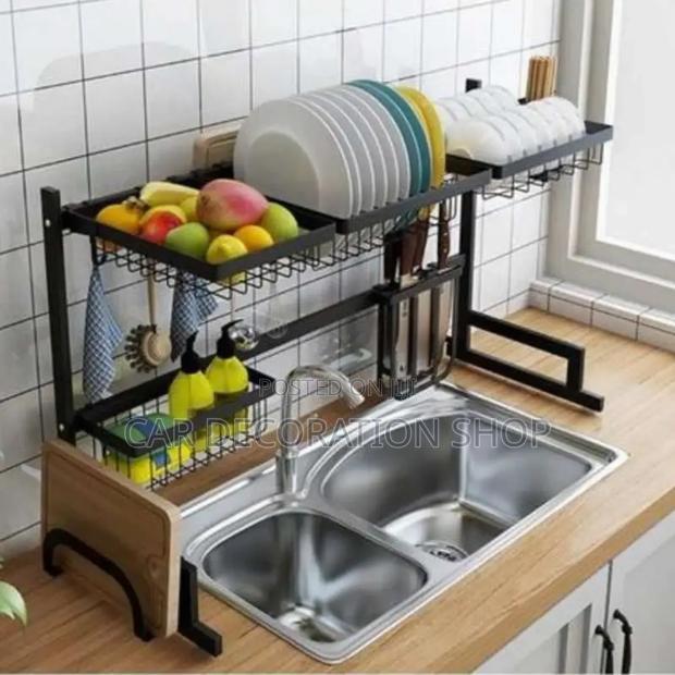 Stainless Kitchen Counter Over the Sink Dish Drainer Rack - main view