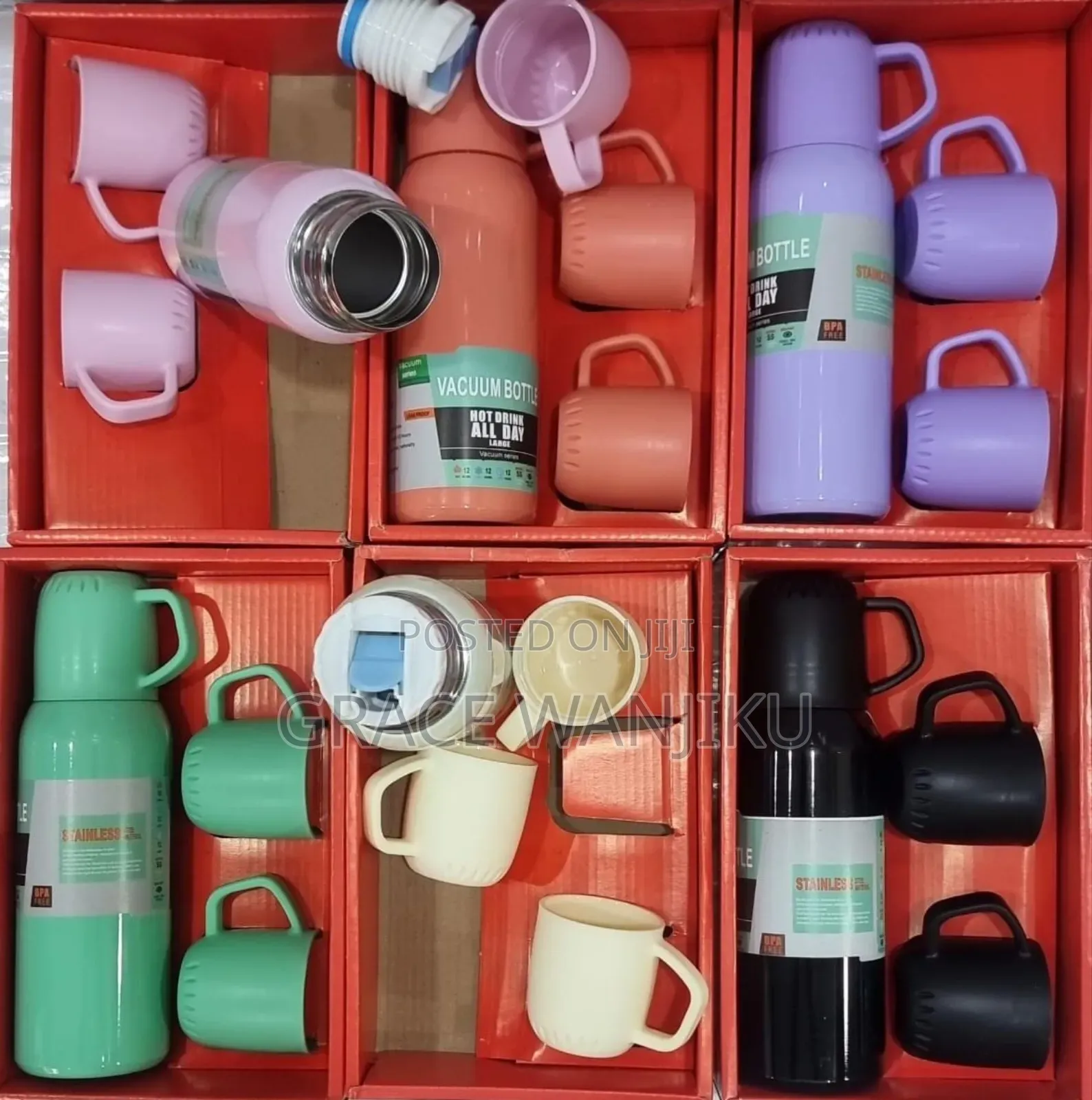 Red Gift Box 450ml Thermocup +3 Cups
