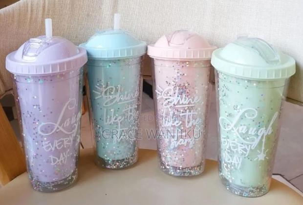 *✅550mls Stylish Double Wall Smoothie Cup With A Folding Straw
