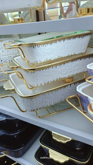 3pcs White Gold Ceramic Chaffing Dish