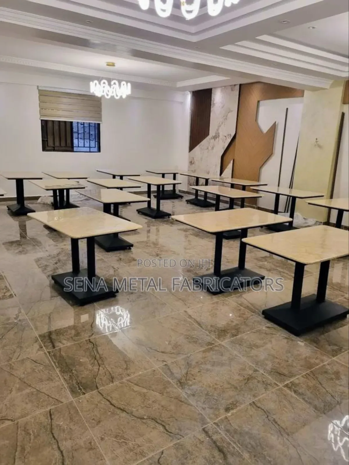 Latest Restaurant Table With Double Metal Leg Stands.
