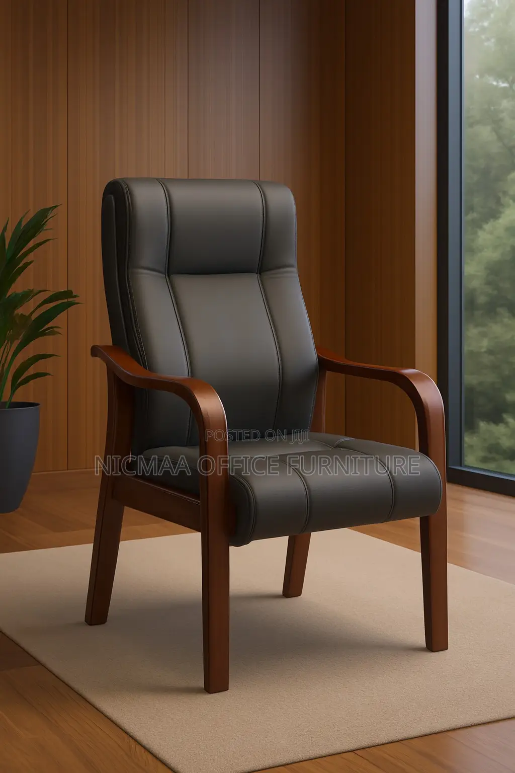 Premium Leather Solid Wood Finish Executive Seat
