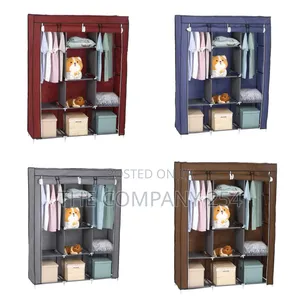 Orignal 3 Column Metallic Portable Wardrobes With Washable Canvascover