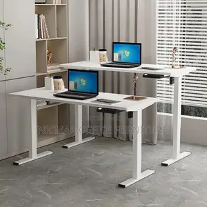 Sleek White Finish With T-Leg Base Desk