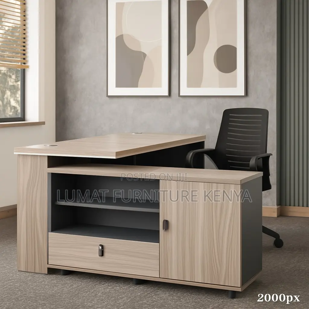 Wooden 1.6 Metre Office Desk With Storage