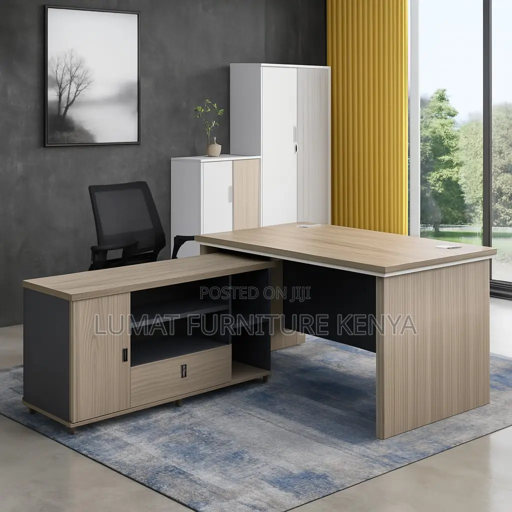 Wooden 1.6 Metre Office Desk With Storage