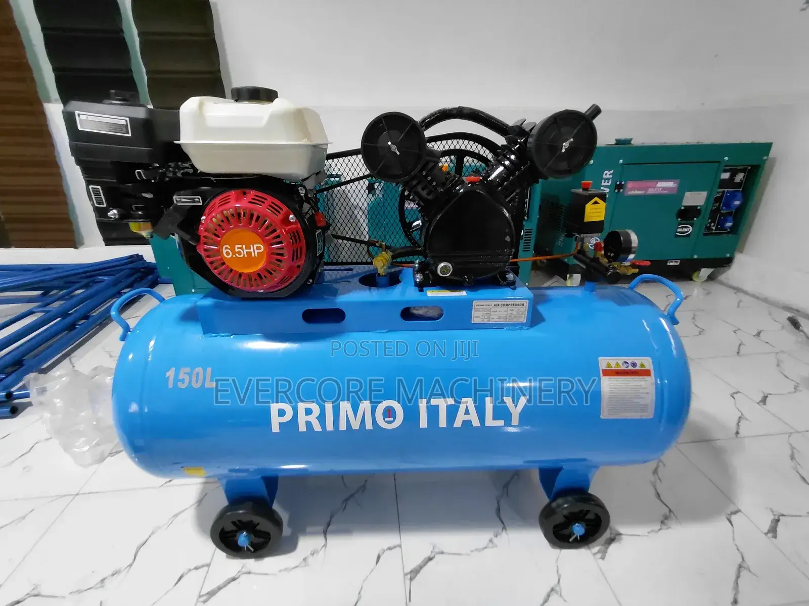 Primo Italy 150l Petrol Air Compressor Machine.
