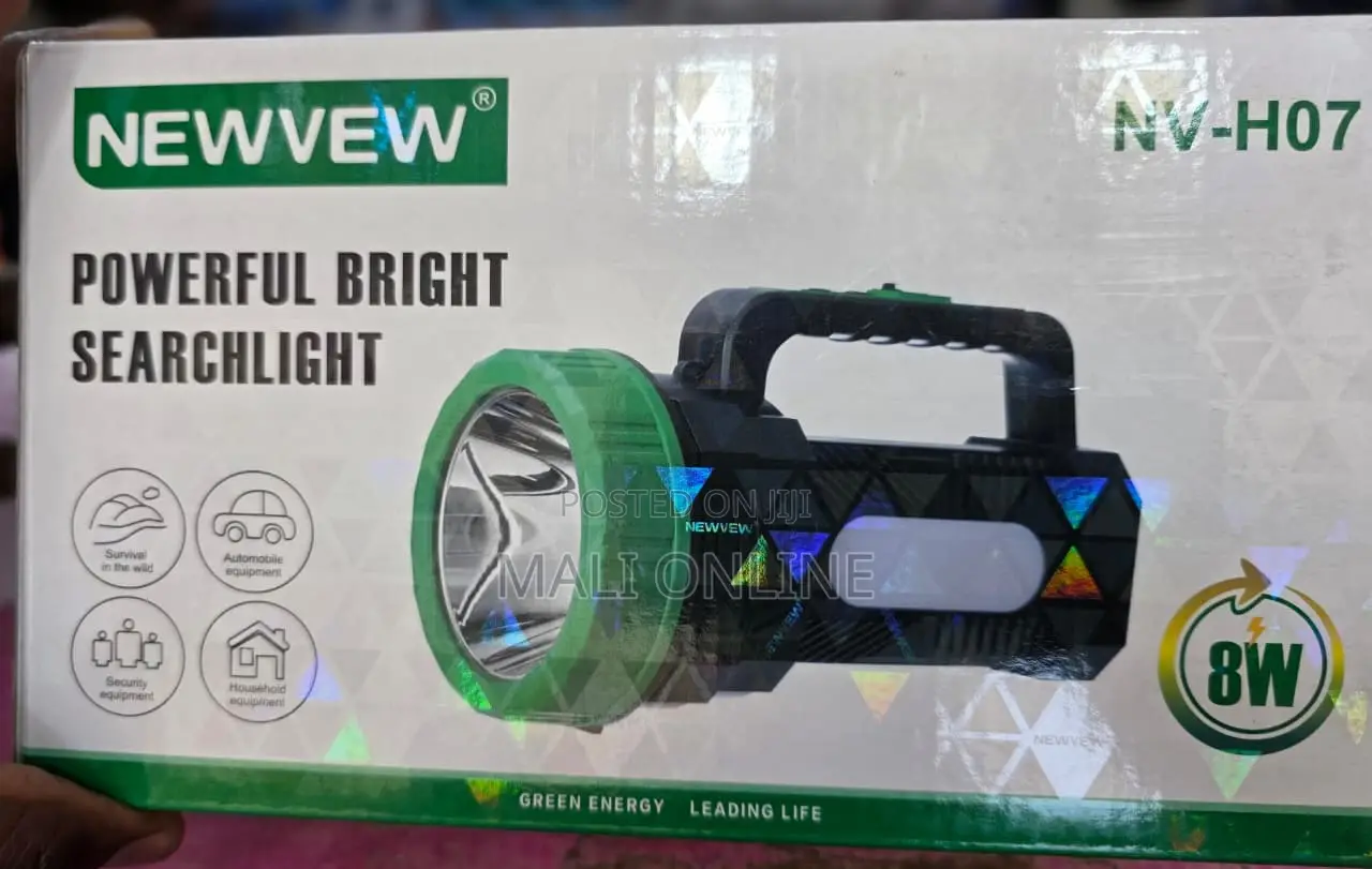 Newview Nv-h07 8w Rechargeable Led Searchlight 3000mah Power Bank.