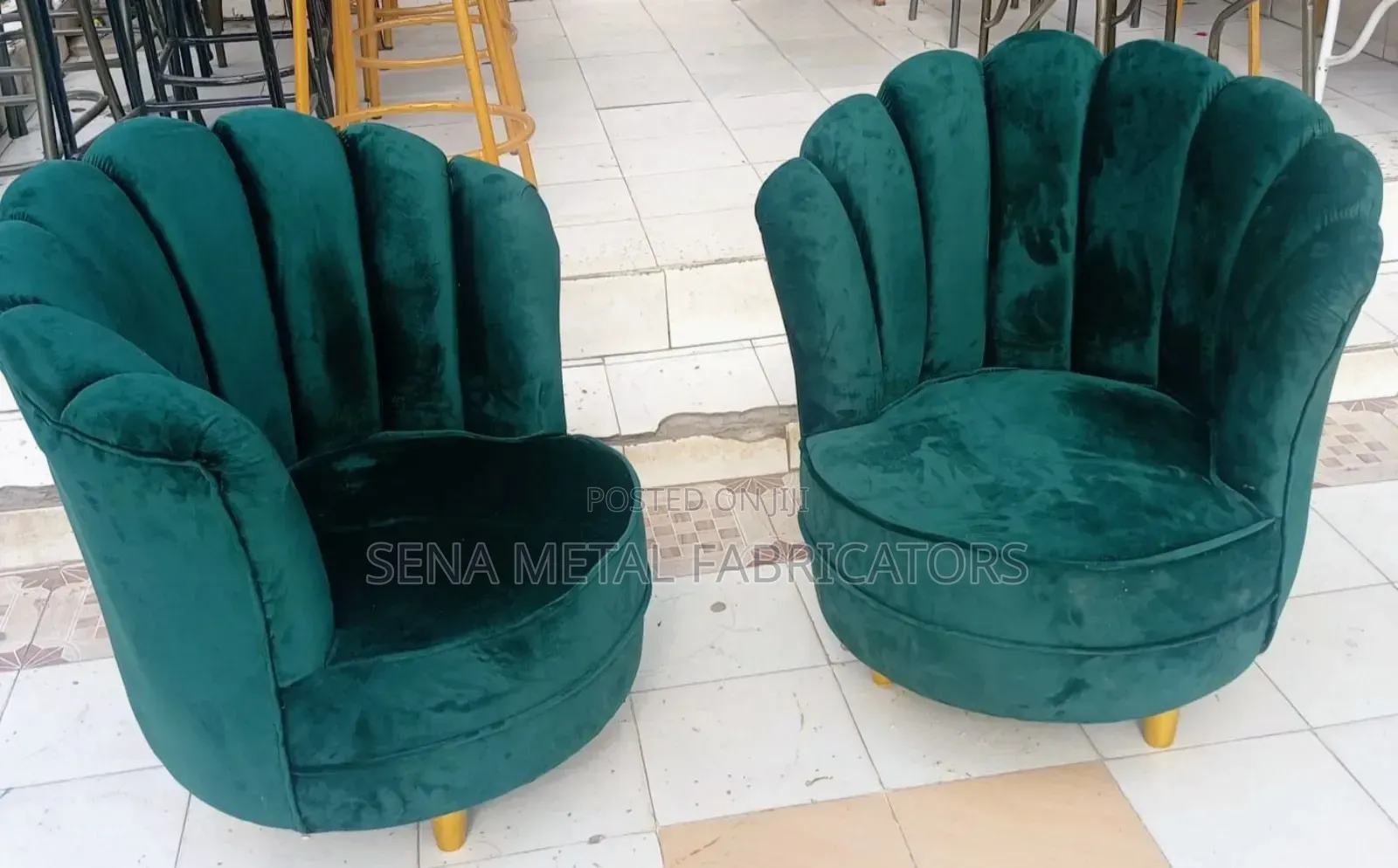 Chairs, Seating Green Velvety Accent.
