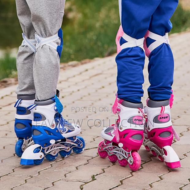 Adjustable Inline Skates Set With Helmet Protective Guards