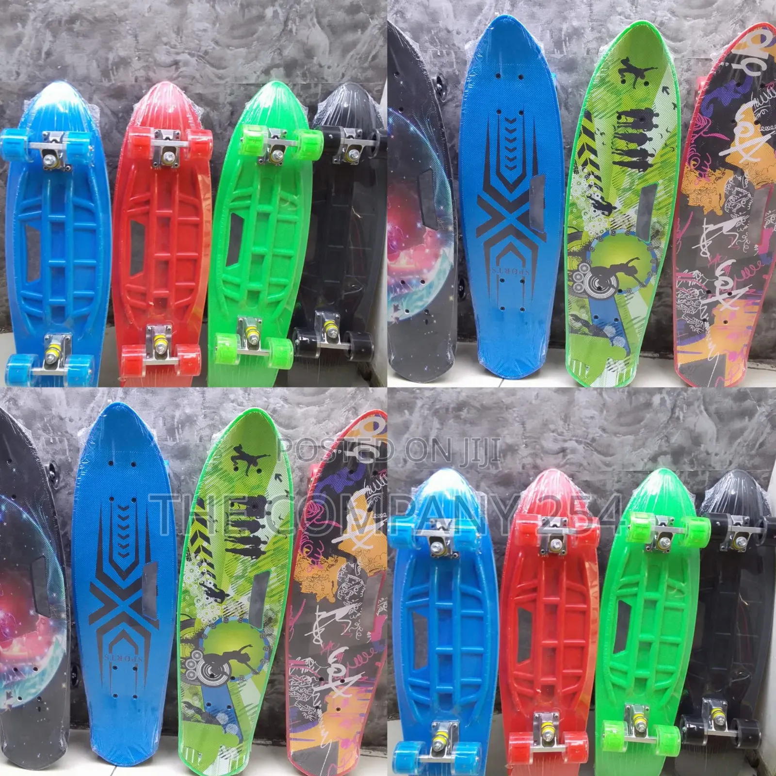 Graphic Fish Shape Skate Board Rubber Wheels Wheels With Lights 70cm