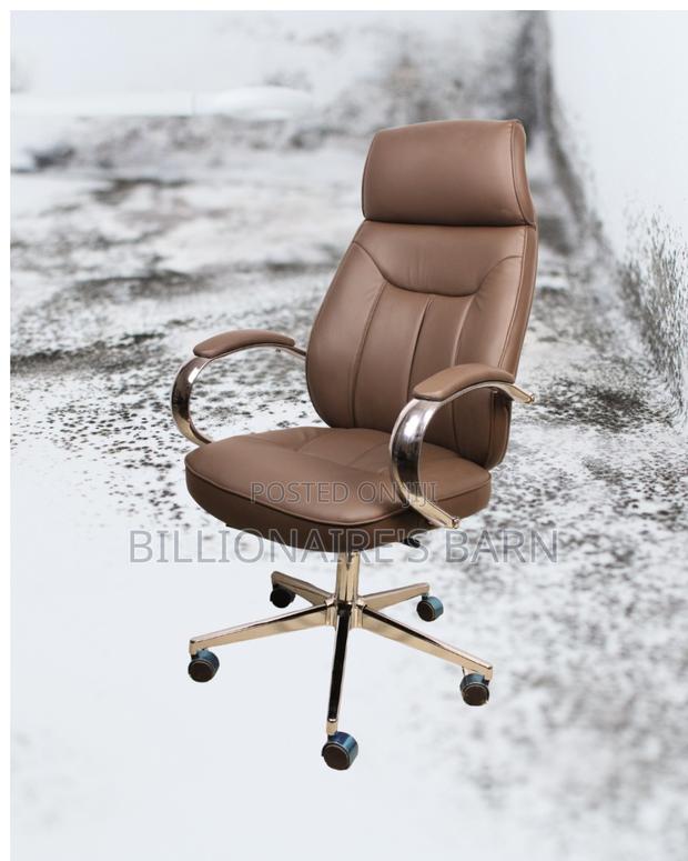 Sleek Brown Executive Leather Office Chair - thumbnail 2