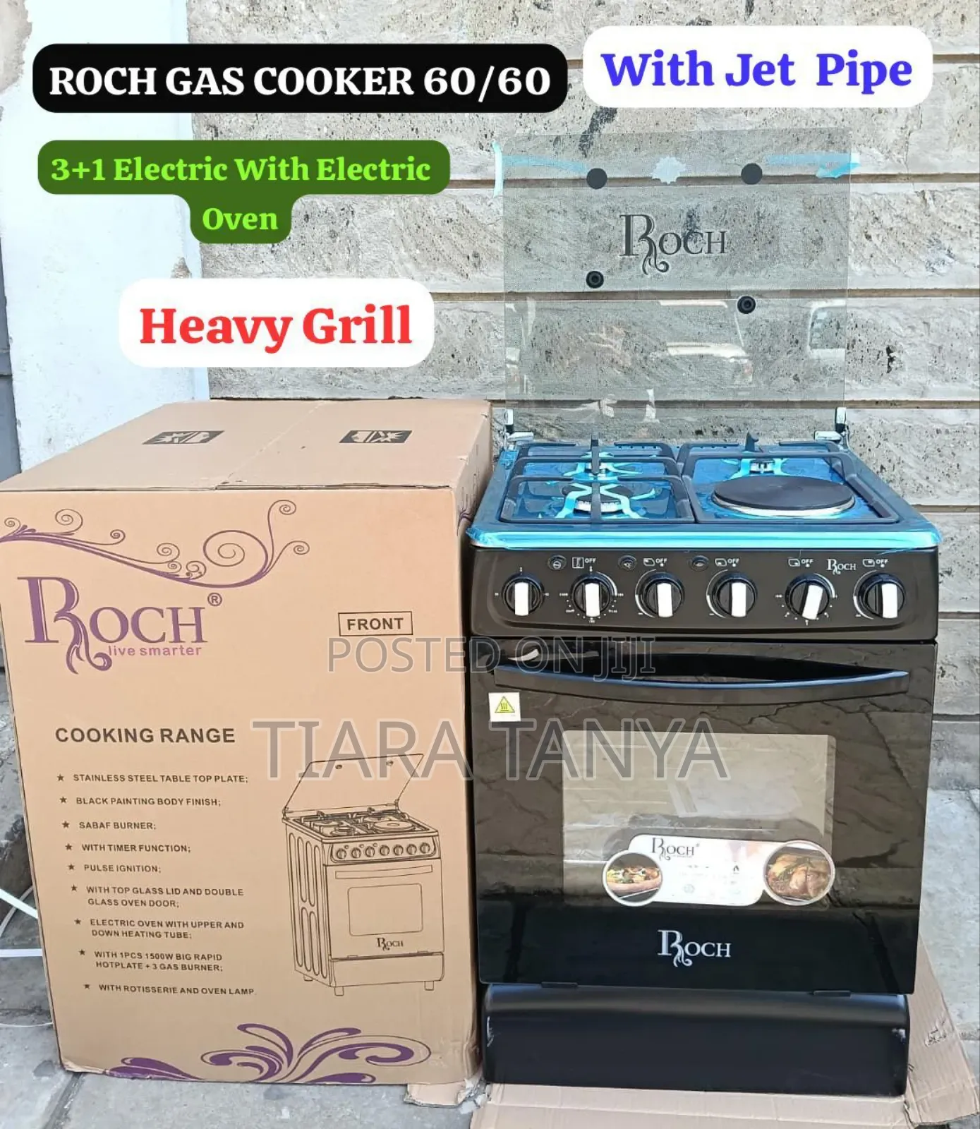 Roch 60 by 60 3gas and 1 Electric Jet Pipe Cooker