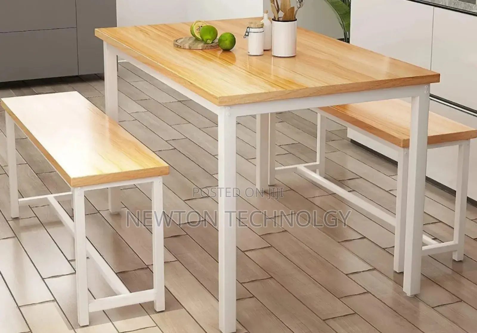 Modern 4-Seater Dining Set With 2 Space-Saving Benches