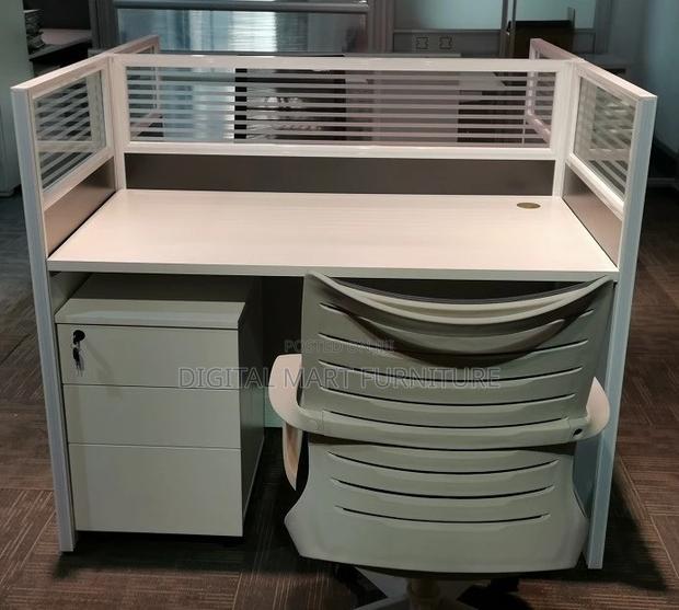 Office Desk: 2 Way White Nera Office Desk - thumbnail 3