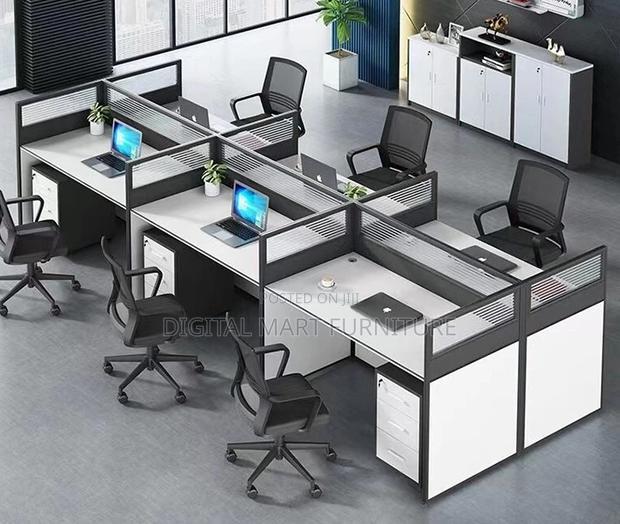 Office Desk: 2 Way White Nera Office Desk - thumbnail 4
