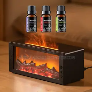 Fireplace Aroma Essential Oil Diffuser With Led Light Remote Control
