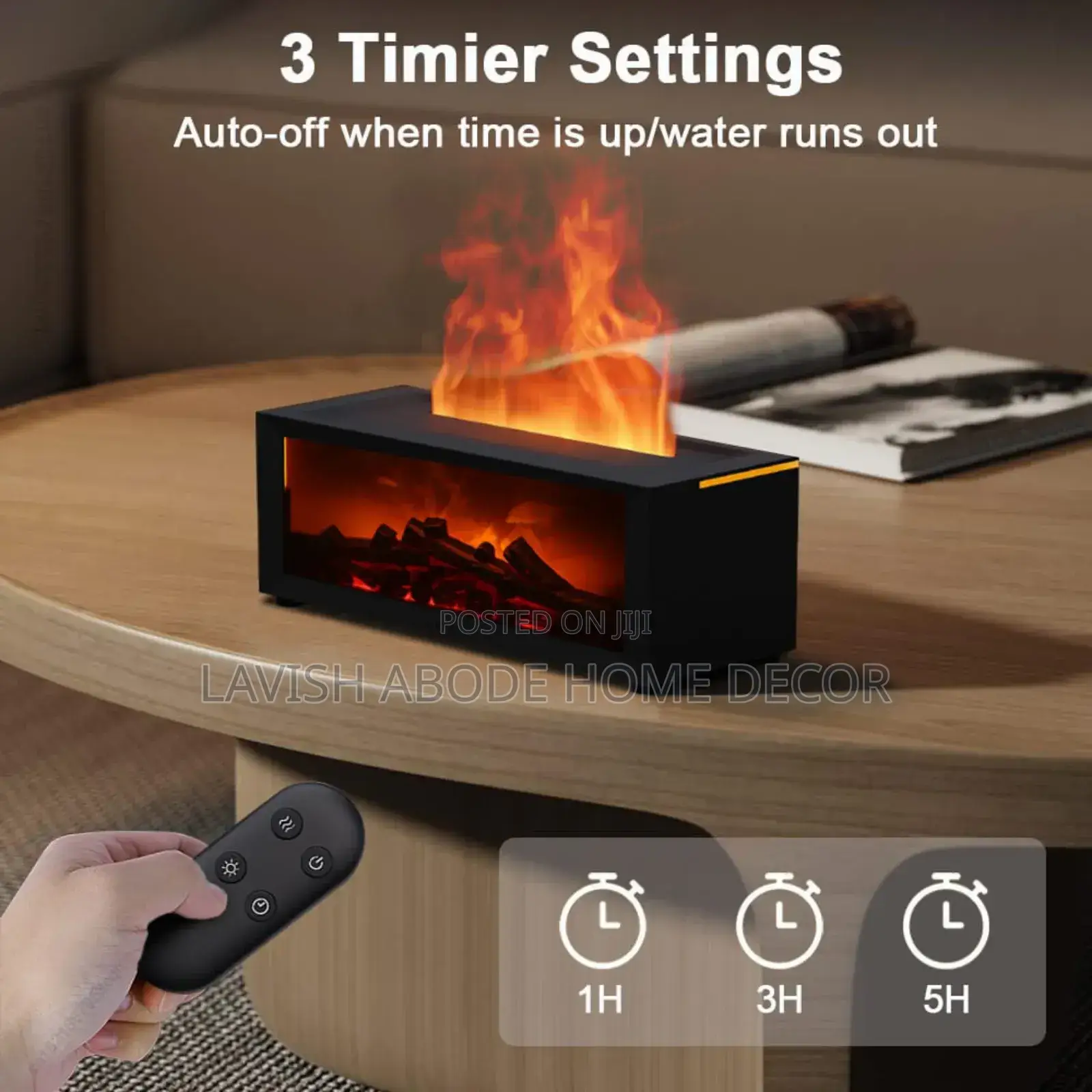 Fireplace Aroma Essential Oil Diffuser With Led Light Remote Control
