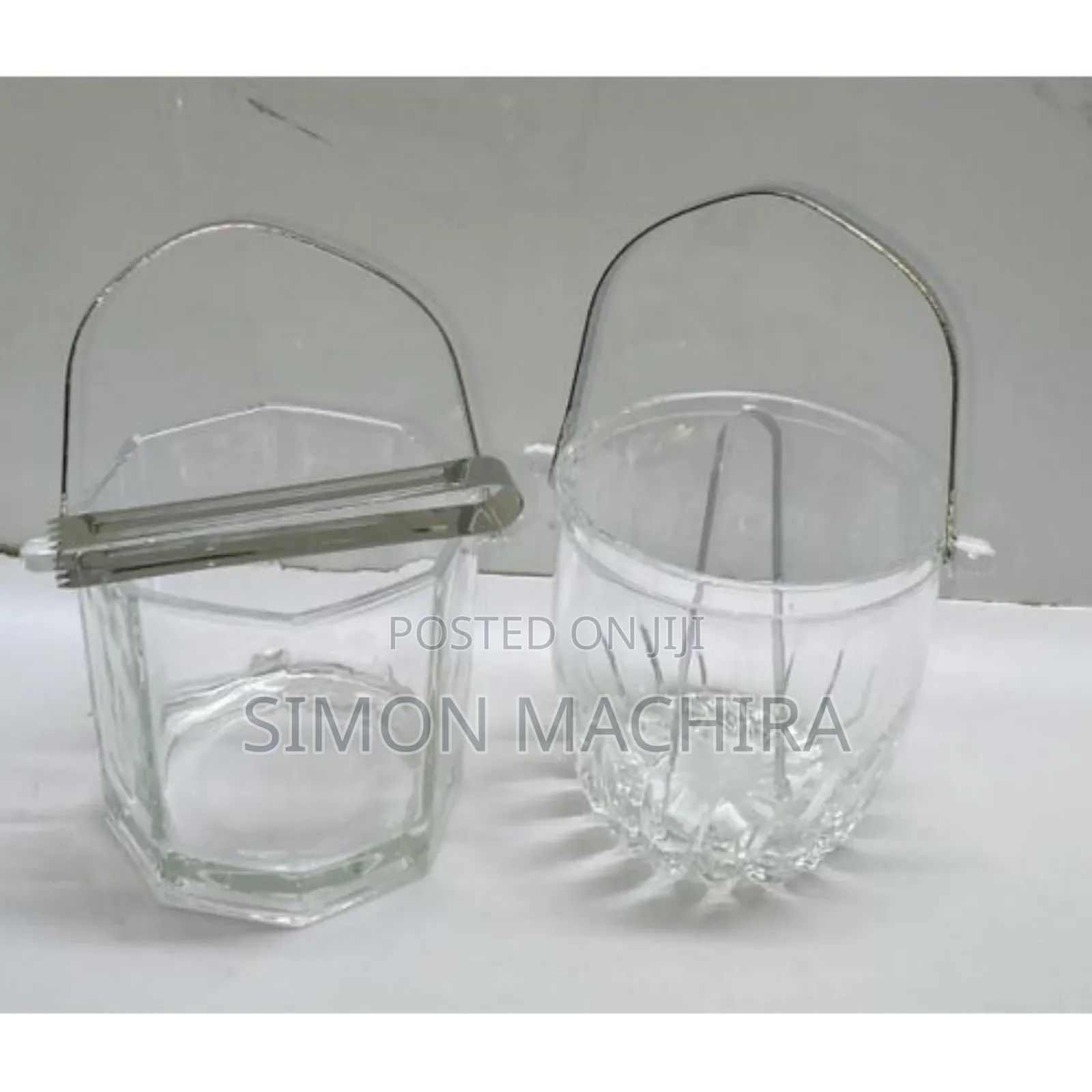 1l Glass Ice Bucket With Tongs