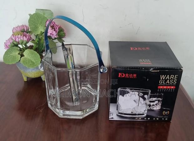 1l Glass Ice Bucket With Tongs - thumbnail 2